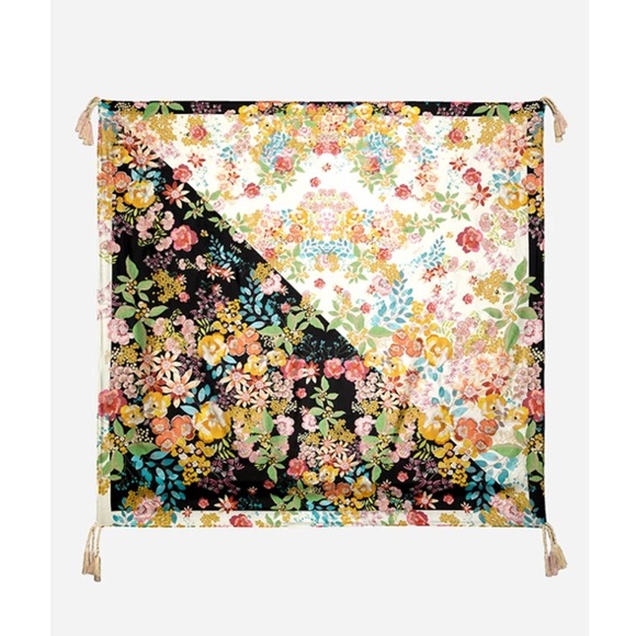 JW Johnny Was Silk Scarf NWT ! 12 Tassels! - Picture 1 of 3